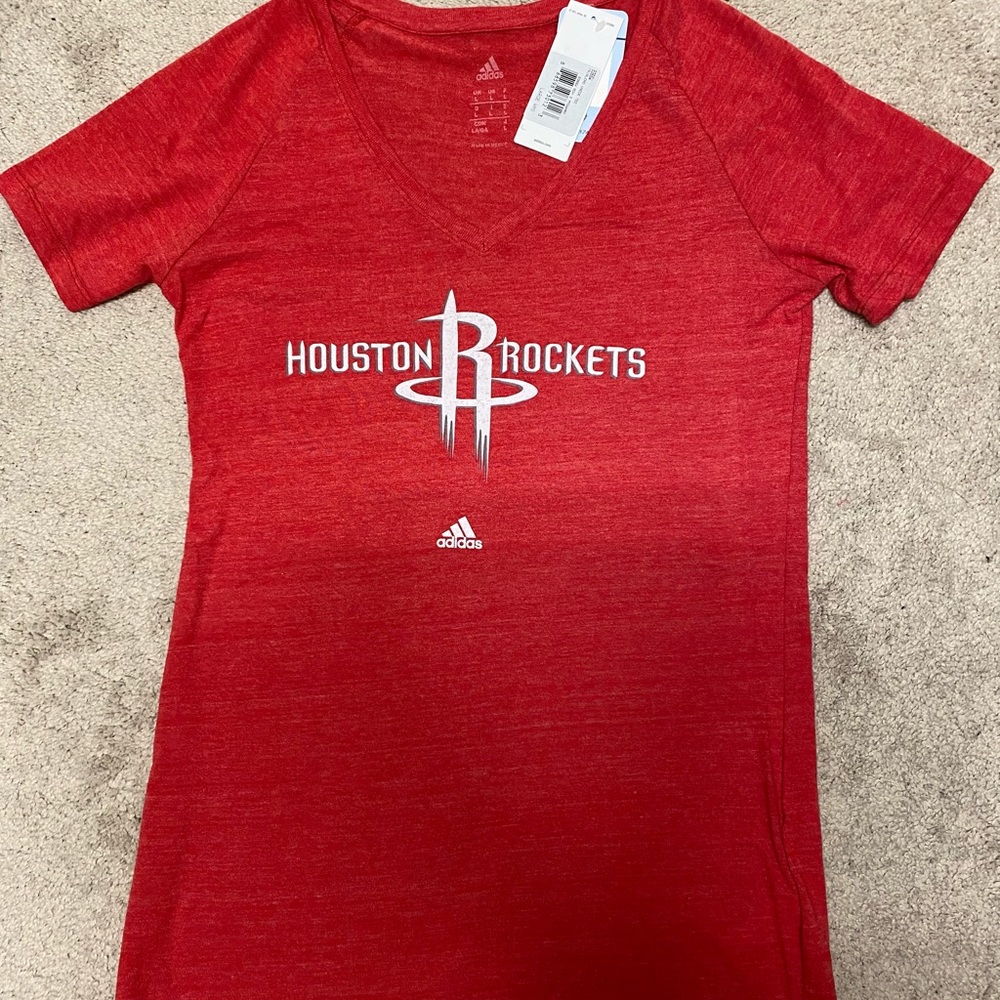 Houston Rockets adidas Women's Primary Logo V-Neck T-Shirt - Red - Large